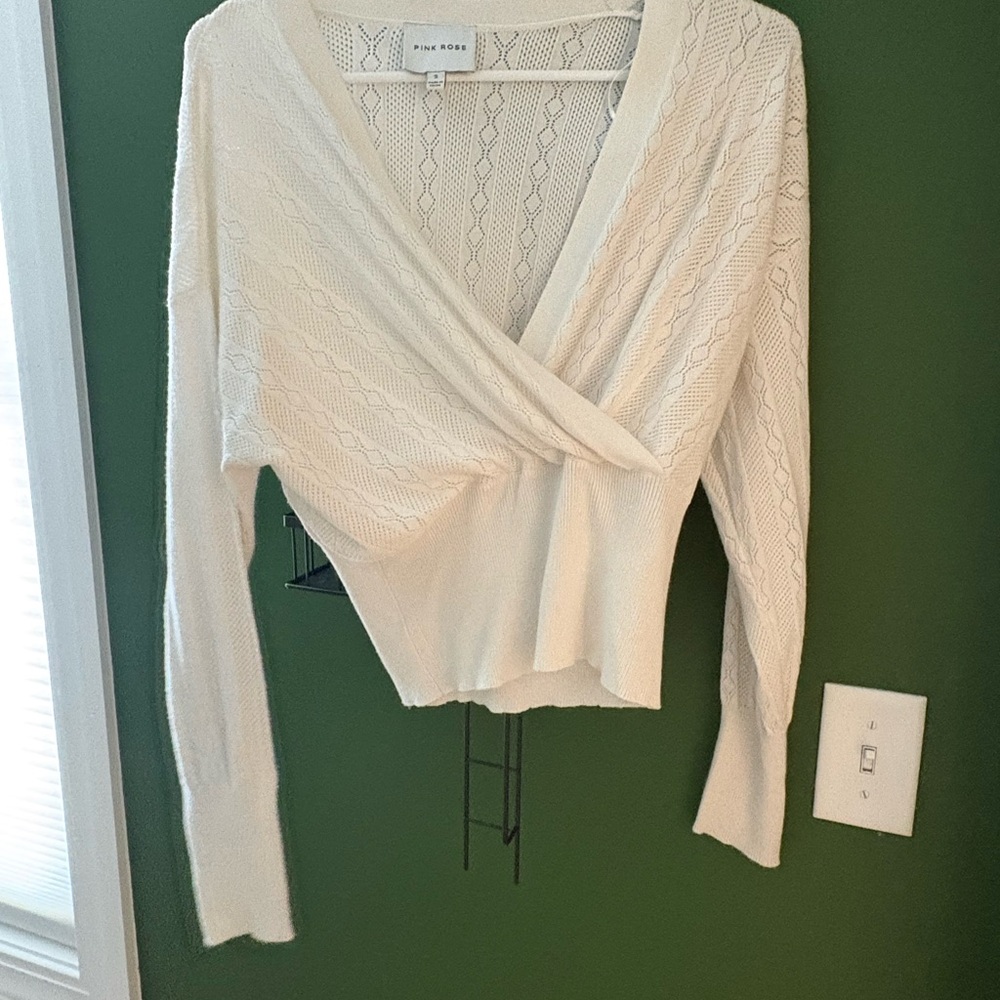 Pink Rose Ivory Knit Sweater